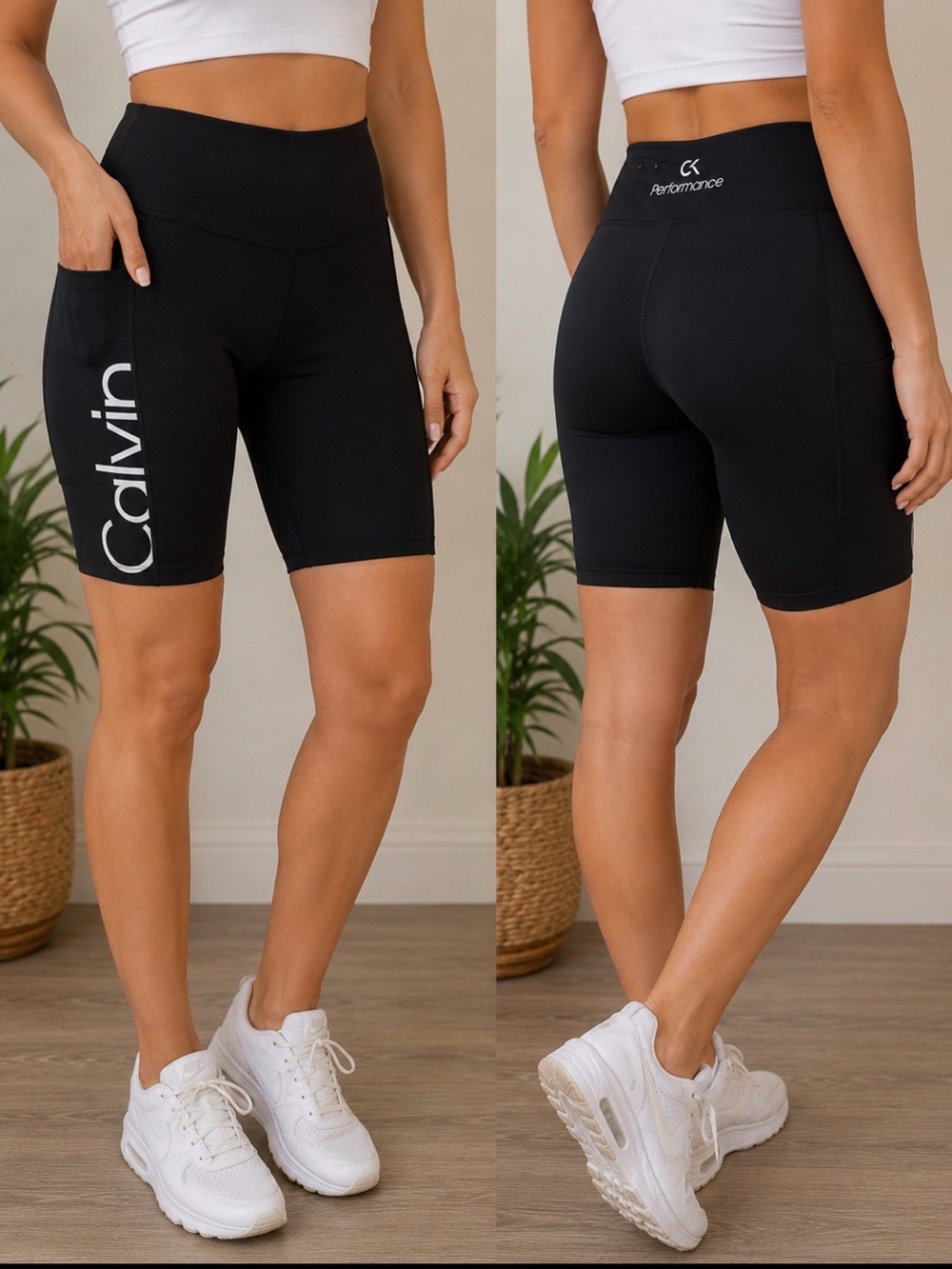 Calvin Klein Performance Black High-Rise Bike Shorts with Side Logo